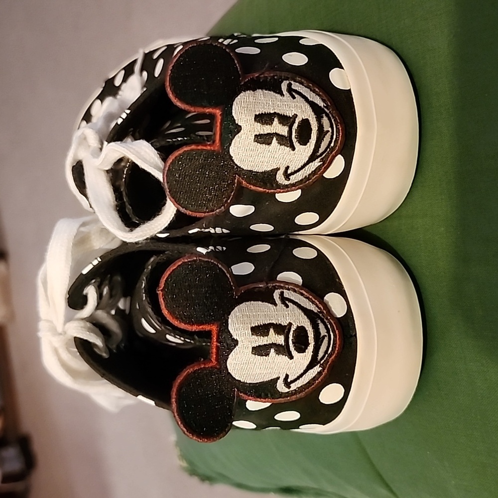 Black Polka Dot Canvas Sneakers with Character Patch - Women